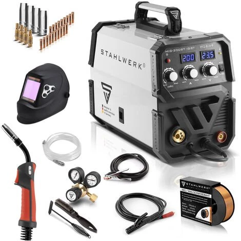 STAHLWERK MIG MAG 200 ST IGBT- équipement Complet - Machine à Souder MIG MAG Sous Gaz Protecteur Avec 200 A, Fil Fourré FLUX Adapté, Avec MMA E-hand, 7 Ans De Garantie 3 STAHLWERK MIG MAG 200 ST IGBT- équipement Complet - Machine à Souder MIG MAG Sous Gaz Protecteur Avec 200 A, Fil Fourré FLUX Adapté, Avec MMA E-hand, 7 Ans De Garantie