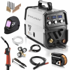 STAHLWERK MIG MAG 155 ST IGBT- équipement Complet - Machine à Souder MIG MAG à Gaz De Protection Avec 155 A, Fil Fourré FLUX Adapté, Avec MMA E-hand, 7 Ans De Garantie