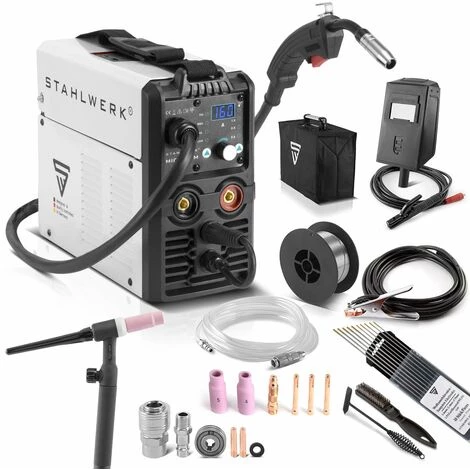 STAHLWERK Lift TIG Starter Set MIG MAG 160 M Poste De Soudage Combiné Entièrement Synergique 5 En 1 Avec 160 Ampères / MIG MAG FLUX Fil Fourré ARC MMA Lift TIG 3 STAHLWERK Lift TIG Starter Set MIG MAG 160 M Poste De Soudage Combiné Entièrement Synergique 5 En 1 Avec 160 Ampères / MIG MAG FLUX Fil Fourré ARC MMA Lift TIG