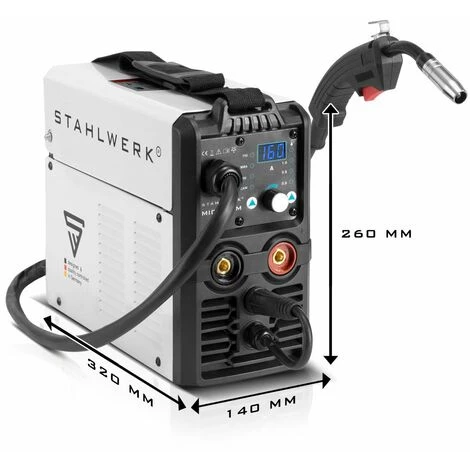 STAHLWERK Lift TIG Starter Set MIG MAG 160 M Poste De Soudage Combiné Entièrement Synergique 5 En 1 Avec 160 Ampères / MIG MAG FLUX Fil Fourré ARC MMA Lift TIG 6 STAHLWERK Lift TIG Starter Set MIG MAG 160 M Poste De Soudage Combiné Entièrement Synergique 5 En 1 Avec 160 Ampères / MIG MAG FLUX Fil Fourré ARC MMA Lift TIG – Image 4