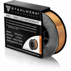 Fil à Souder STAHLWERK MIG/MAG Ø 1,0 Mm, Acier SG3 ER70S-6, Sur Rouleau De 5 Kg S200/D200 Avec Mandrin De 50 Mm, Universel