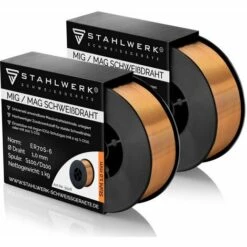 Fil à Souder STAHLWERK MIG/MAG Ø 1,0 Mm, Acier SG3 ER70S-6, Sur Rouleau D100 De 1 Kg Avec Mandrin De 16 Mm, Jeu De 2 à Usage Universel