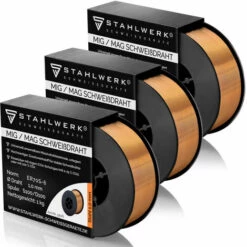 Baguettes De Soudage, Fil à Souder STAHLWERK MIG/MAG Ø 1,0 Mm, Acier SG3 ER70S-6, Sur Rouleau D100 De 1 Kg Avec Mandrin De 16 Mm, Usage Universel, Jeu De 3 Pièces