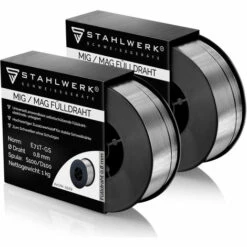 STAHLWERK MIG MAG Fil Fourré Premium Ø 0,8 Mm, Fil FLUX Fil De Soudage E71T-GS, Bobine D100 1 Kg à Mandrin De 16 Mm, Fil Universel Jeu De 2