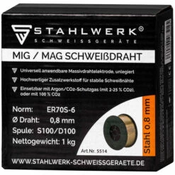 Fil à Souder STAHLWERK MIG/MAG Ø 0,8 Mm, Acier SG3 ER70S-6, Sur Rouleau D100 De 1 Kg Avec Mandrin De 16 Mm, Usage Universel, Jeu De 2 -Soudure MIG Soldes 36592483 3