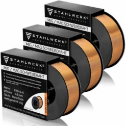 Fil à Souder STAHLWERK MIG/MAG Ø 0,8 Mm, Acier SG3 ER70S-6, Sur Rouleau D100 De 1 Kg Avec Mandrin De 16 Mm, Usage Universel, Kit De 3