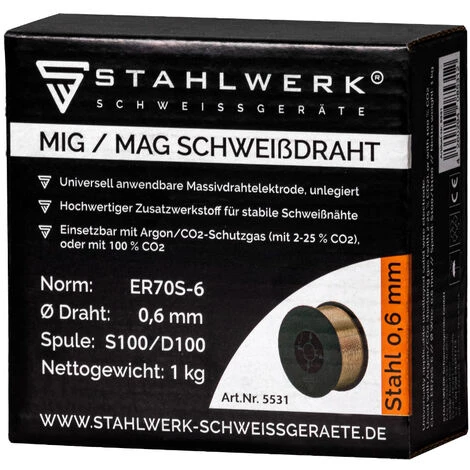 STAHLWERK Fil De Soudage MIG MAG ER70S-6 SG3 Ø 0,6 Mm S100/D100 Rouleau 1 Kg 5 STAHLWERK Fil De Soudage MIG MAG ER70S-6 SG3 Ø 0,6 Mm S100/D100 Rouleau 1 Kg – Image 3