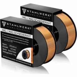STAHLWERK Fil De Soudure MIG MAG ER70S-6 SG3 Ø 0,6 Mm S100/D100 Rouleau De Fil 1 Kg En Lot De 2