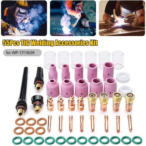 SUPERSELLER Kit De Soudage MIG MAG 55 Pièces Kit D'accessoires De Soudage Tig Lentille à Gaz Tronqués Coupe En Verre Résistant à La Chaleur Ensemble De Buses En Alumine Pour WP-17/18/26, 55PCS 7 SUPERSELLER Kit De Soudage MIG MAG 55 Pièces Kit D'accessoires De Soudage Tig Lentille à Gaz Tronqués Coupe En Verre Résistant à La Chaleur Ensemble De Buses En Alumine Pour WP-17/18/26, 55PCS – Image 5