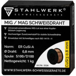 STAHLWERK MIG MAG CuSi3 Fil De Soudage 0,8 Mm 1 Kg Rouleau De Fil -Soudure MIG Soldes 55657680 3