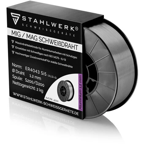 STAHLWERK MIG MAG Premium Fil De Soudage Aluminium / Bobine De Fil ER4043 Si5 1,2 Mm S200/D200 2 Kg Pour Le Soudage De L'aluminium Avec Gaz De Protection 3 STAHLWERK MIG MAG Premium Fil De Soudage Aluminium / Bobine De Fil ER4043 Si5 1,2 Mm S200/D200 2 Kg Pour Le Soudage De L'aluminium Avec Gaz De Protection